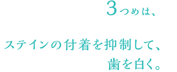 ひとつめは、歯垢やステインなど、歯の表面に付着した汚れをキレイに除去すること。